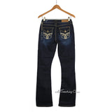 SEVEN 7 Women's Boot Cut Denim Reborn Blue Back Flap Pocket Jeans Pants