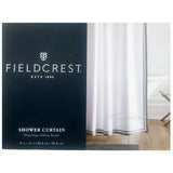 Fieldcrest Luxury Elegant White Aqua Ribbon Border Shower Curtain 72x72"