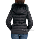 Nautica Women's Faux Fur Trim Hooded Water Resistant Warm Winter Puffer Jacket
