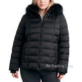 Nautica Women's Faux Fur Trim Hooded Water Resistant Warm Winter Puffer Jacket