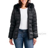 Nautica Women's Faux Fur Trim Hooded Water Resistant Warm Winter Puffer Jacket