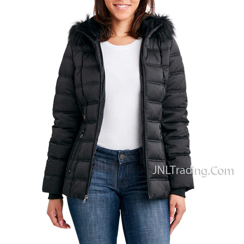 Nautica Women's Faux Fur Trim Hooded Water Resistant Warm Winter