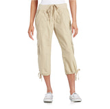 Calvin Klein CK White Label Performance 100% Cotton Drawstring Pull-on Cargo Capri Pants