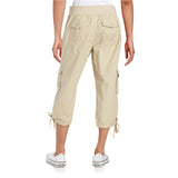 Calvin Klein CK White Label Performance 100% Cotton Drawstring Pull-on Cargo Capri Pants