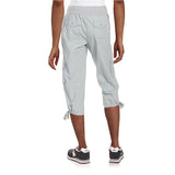 Calvin Klein CK White Label Performance 100% Cotton Drawstring Pull-on Cargo Capri Pants