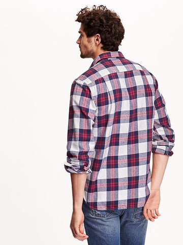 Old Navy Men Classic Regular-Fit Long Sleeve Plaid Flannel Shirt