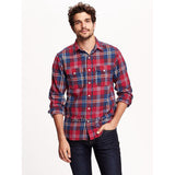 Old Navy Men Classic Regular-Fit Long Sleeve Plaid Flannel Shirt 100% cotton