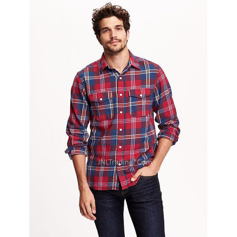 Old Navy Men's Classic Long Sleeve Plaid Flannel Shirt