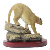 Amy and Addy The Gray Rock Collection Series Wildlife Animal Resin Decorative Statue - MOUNTAIN LION COUGAR CLIMBING DOWN THE ROCK Sculpture with Base