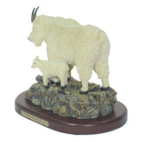 Amy and Addy The Gray Rock Collection Series Wildlife Animal Resin Decorative Statue - MOUNTAIN GOAT WITH BABY ON ROCKY LEDGES Sculpture with Base