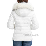 Nautica Women's Faux Fur Trim Hooded Water Resistant Warm Winter Puffer Jacket