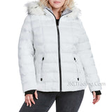 Nautica Women's Faux Fur Trim Hooded Water Resistant Warm Winter Puffer Jacket