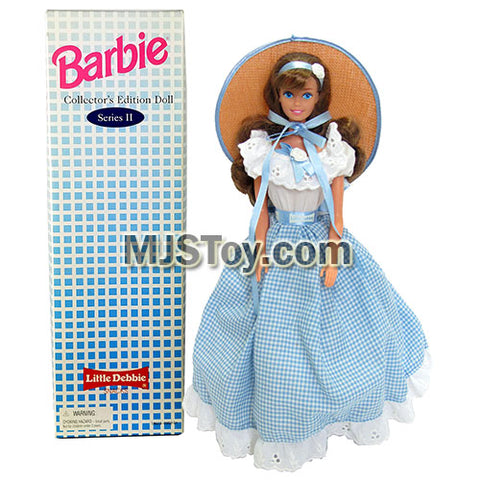 Year 1995 Barbie Collector Edition Series 12 Inch Doll - LITTLE DEBBIE in Blue White Checker Dress with Straw Hat, Hairbrush and Doll Stand