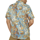 Margaritaville Men Rayon Short Sleeve BBQ Beach Button Front Tropical Shirt Tropical Guitar (Blue)