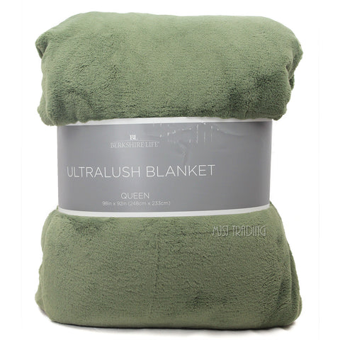 Berkshire Life Ultralush Velvety Soft Plush Warmest Blanket Olive (Queen/King)