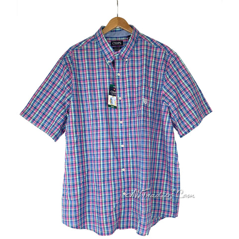 chaps dress shirts Chaps Sportwear by Ralph Lauren Men's Short Sleeve Woven Plaid Shirt – JNL Trading