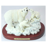 Amy and Addy The Gray Rock Collection Series Wildlife Animal Resin Sculpture - POLAR BEAR PLAYING with 2 CUBS with Display Base