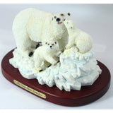 Amy and Addy The Gray Rock Collection Series Wildlife Animal Resin Sculpture - POLAR BEAR PLAYING with 2 CUBS with Display Base