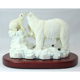 Amy and Addy The Gray Rock Collection Series Wildlife Animal Resin Sculpture - POLAR BEAR PLAYING with 2 CUBS with Display Base