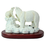 Amy and Addy The Gray Rock Collection Series Wildlife Animal Resin Sculpture - POLAR BEAR PLAYING with 2 CUBS with Display Base