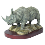 Amy and Addy The Gray Rock Collection Series Wildlife Animal Resin Decorative Statue - AFRICAN WHITE RHINOCEROS with BABY RHINO Sculpture with Base