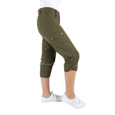 Woolrich Women Trek Hiking Cargo Capri Pants Size 6-14 Gray/Khaki