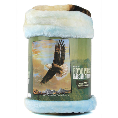 American Heritage Royal Plush Raschel Throw Super Soft Warm Durable Blanket Aztec Eagle