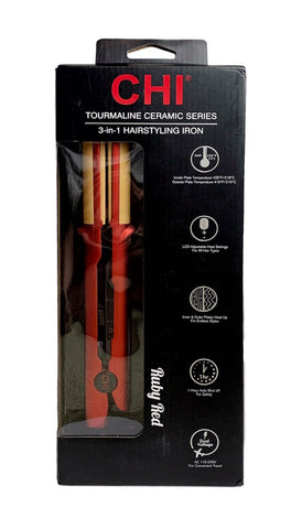CHI Tourmaline ceramic series 3-In-1 Hairstyling Iron 1" Red Curl-Wave-Straight (OPEN BOX)