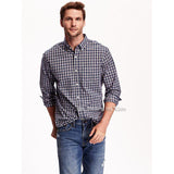 Old Navy Men's Slim-Fit Long Sleeve 100% Cotton Poplin Tartan Plaid Shirt