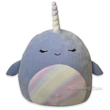 Original Squishmallows Kellytoy 16" Soft Plush Animals Naomi Blue Narwhal