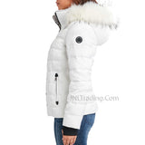 Nautica Women's Faux Fur Trim Hooded Water Resistant Warm Winter Puffer Jacket