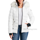 Nautica Women's Faux Fur Trim Hooded Water Resistant Warm Winter Puffer Jacket