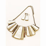 Women Bib Style Necklace & Earrings Chunky Stripes Resin Jewelry Set #6